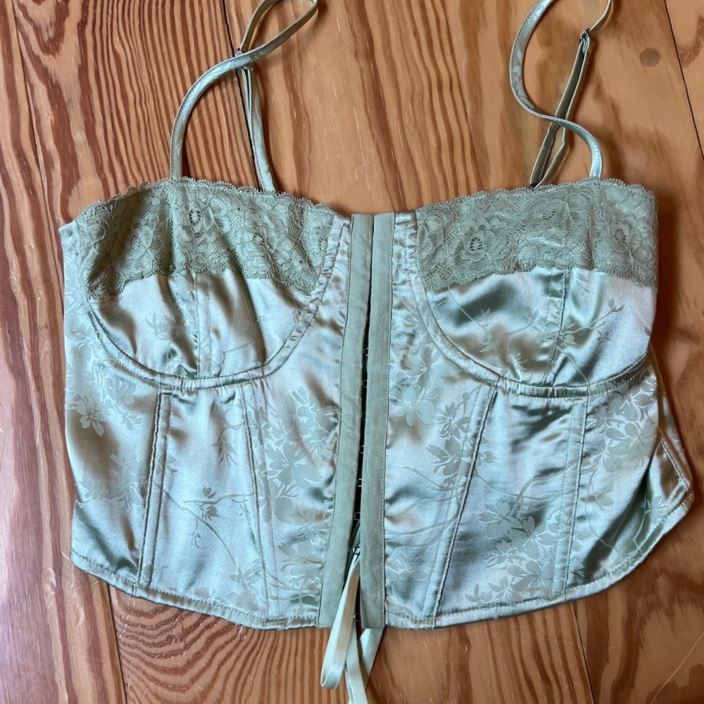 PacSun Green Fitted Bustier Crop Top